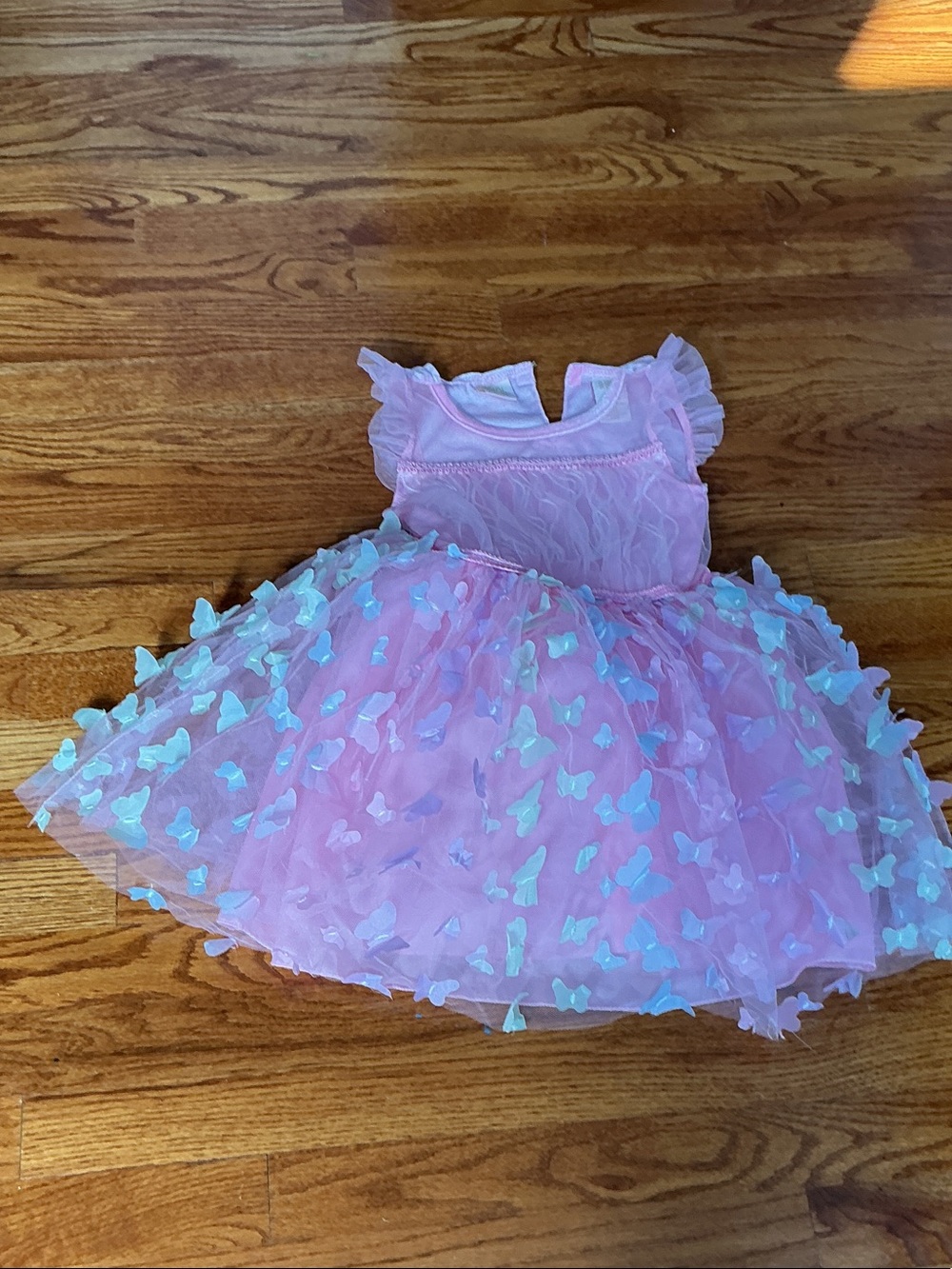 Girls Pink Butterfly Tulle Dress